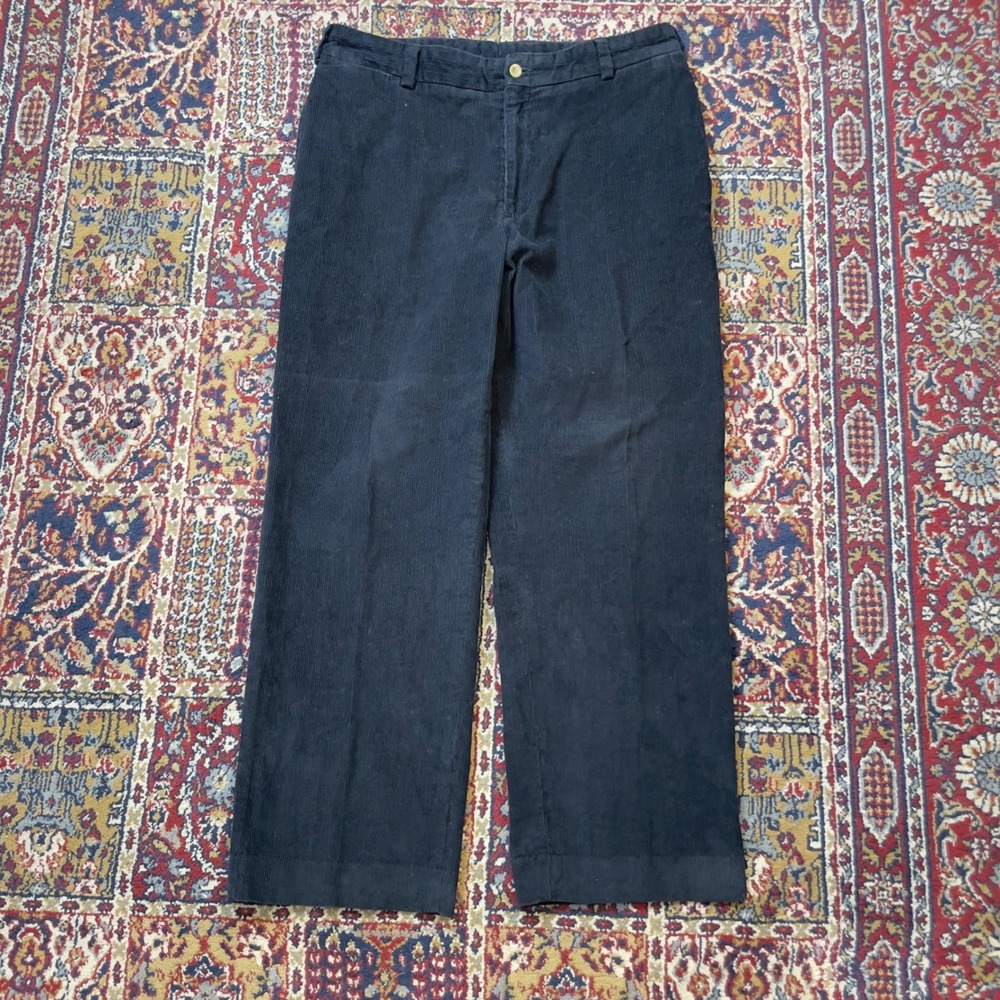 VTG 90s Bills Khakis Black Corduroy Pants 37 Baggy USA Straight Leg Trousers
